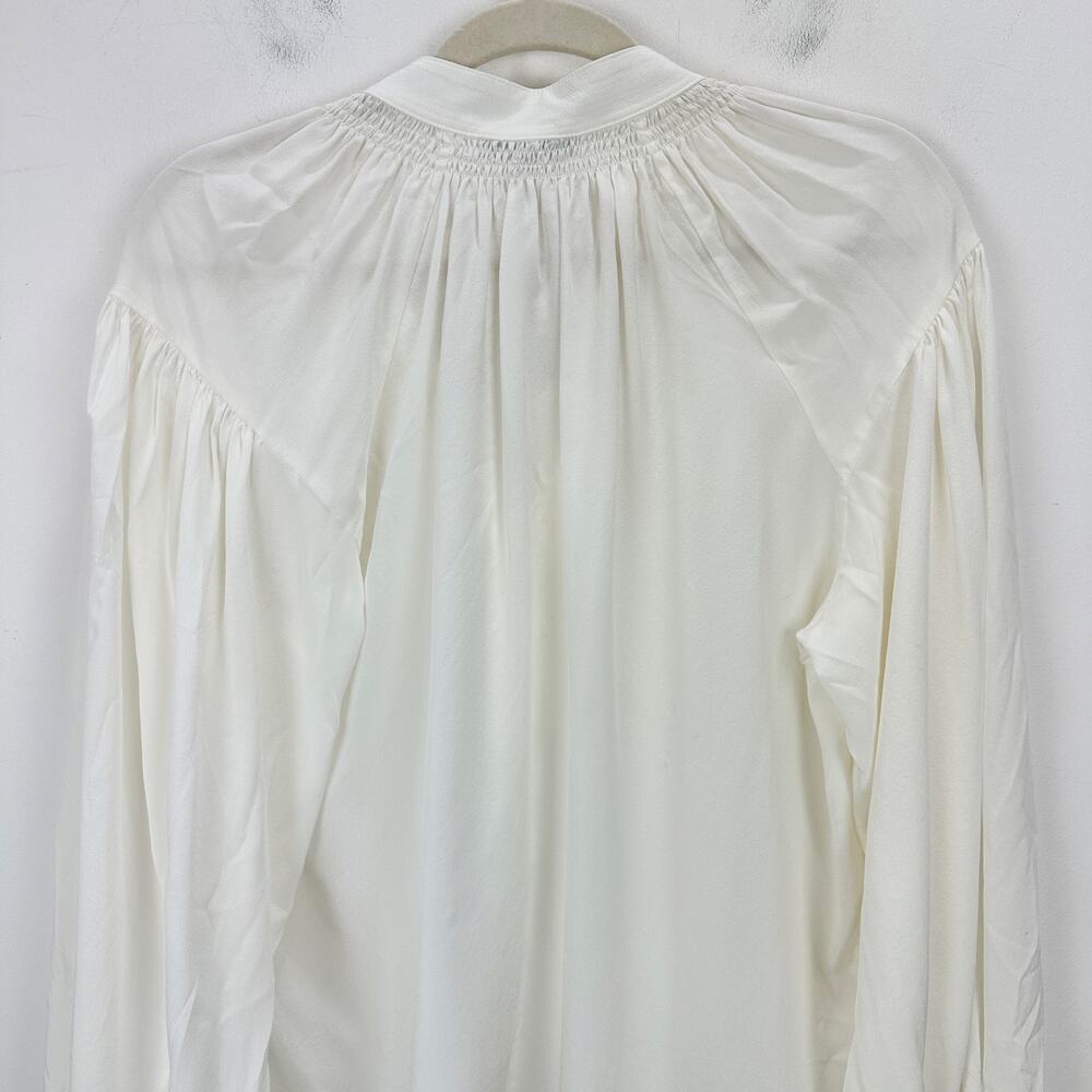 Madewell Shirred Long Sleeve Top Blouse Silk Lightweight Winter White Medium NWT - Picture 14 of 16